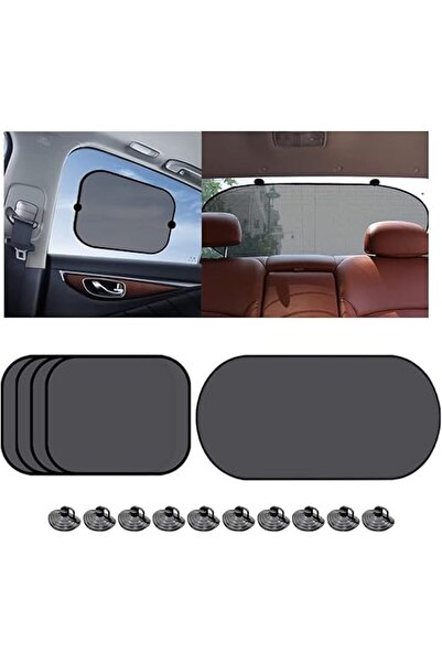 Generic 5-Piece Car Window Sunshade Set - Side & Rear UV/Glare Protection with Suction Mount