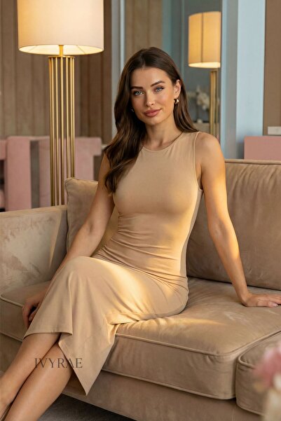 IVYRAE Jupon lung pentru femei, din bambus, cu bretele groase, îmbrăcăminte pentru acasă, respirabil, textura moale slim fit