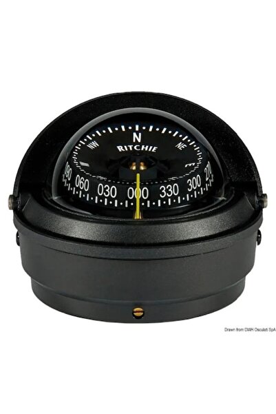 OSCULATI Компас Ritchie Wheelmark 3" - външен, 12V LED, черен корпус и циферблат