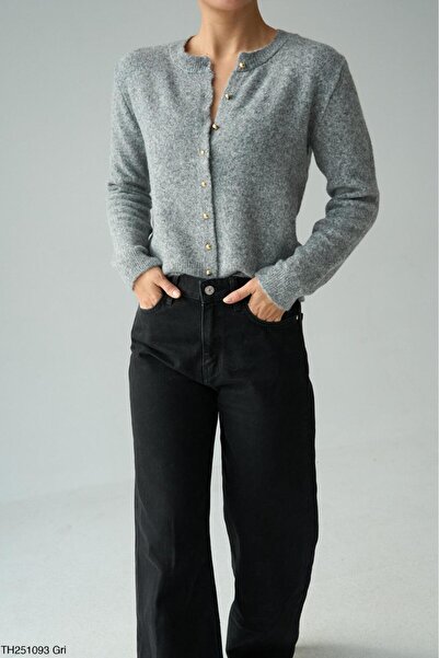 CADDELAMODA Women's Buttoned Soft Cardigan