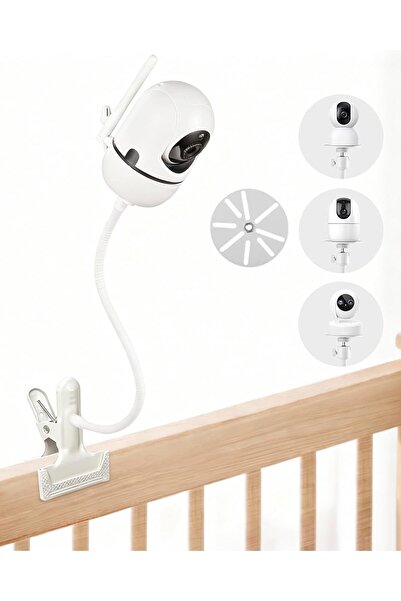 Generic Universal Baby Monitor Mount, Flexible Crib Clamp, 1/4" Screw & Universal Base, 360° (White, 30cm)
