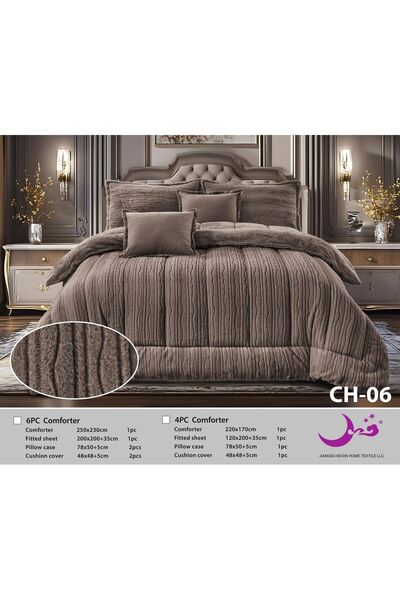 Moon Winter bedspread set for two people, 6 pieces, with fur filling and luxurious velvet.