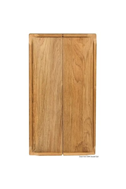 OSCULATI Folding Table Top in Teak Wood, 70x90 cm with Brass Fittings, Requires Support (Art. 71.240.10)