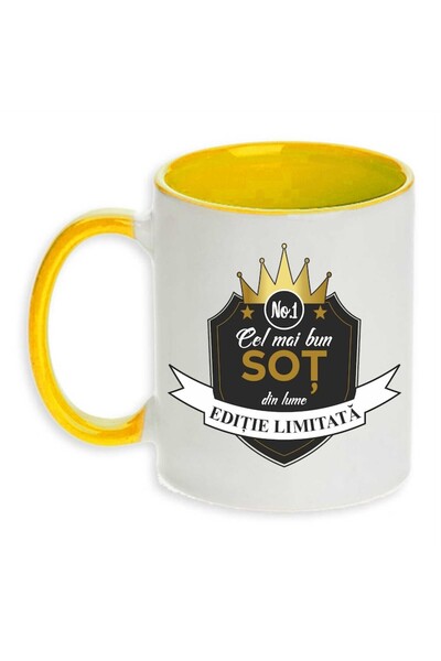 CRD PRINT Personalized mug with print "Best Husband", Yellow, Ceramic, 330 ml,