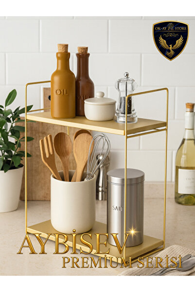 Okay Aybisev Modern Wooden Metal Long-Lasting 2-Tier Organizer Shelf Long Quality