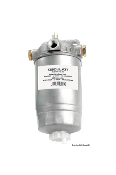 OSCULATI Filtru de combustibil 80 l/h, aluminiu turnat sub presiune, cartuș separator filetat, șurub de scurgere
