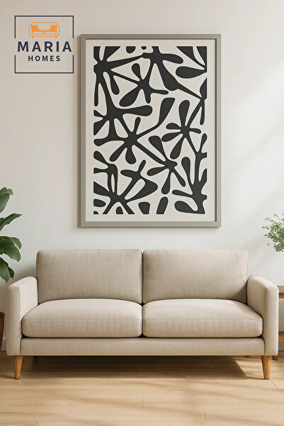 MARIA HOMES Modern 3D Wall Art – Large Black Abstract Decorative Panel 150×10...