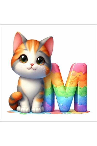 OEM Autocolant de perete litera M cu pisică – 30 cm, material textil premium,...