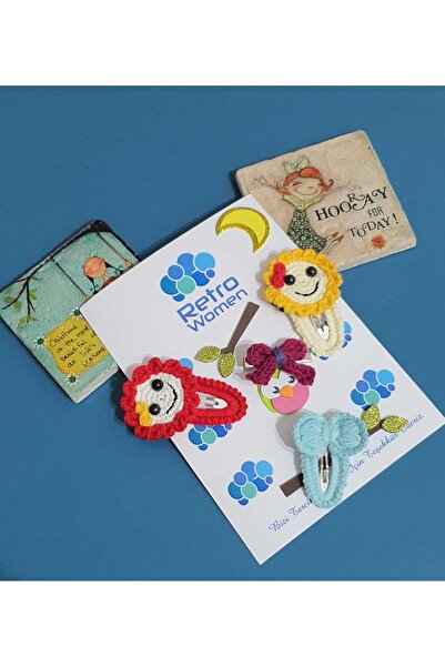 Retro Women Girl Child Baby Knitted Wool Tulle Bow Flower Gift Birthday Tripl...