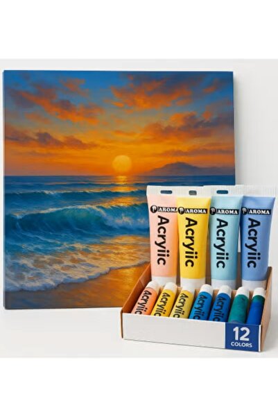 Aroma Acrylic Paint Set - 12 Vibrant Colors with Brushes | Long-Lasting Oil Acrylic Paints