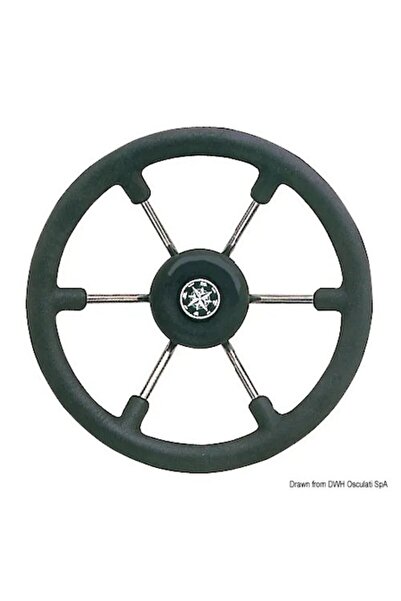OSCULATI Volan negru din oțel inoxidabil, diametru 400 mm, cu jantă din poliuretan