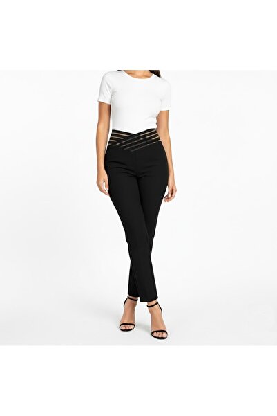 COLWHİTE MODA Siyah Lastikli Cepsiz Dar Paçalı Pantolon CW0034-02