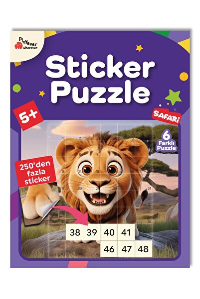 Playever Sticker Puzzle - Safari, Çıkartmalı Yapboz Etkinlik Kitabı