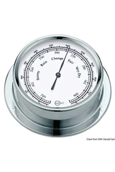 OSCULATI Barometru Barigo Regatta, Alamă cromată, Cadran alb, Corp 120x40 mm, Cadran 100 mm