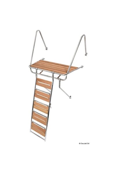 TNG Outdoor Pasarelă din oțel inoxidabil, 94x68x140x40 cm, diametru țeavă 25 mm, suprafață Iroko