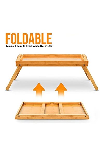 Generic Bedside tray-shaped table with folding legs, brown, 108g