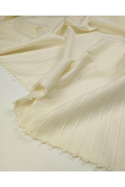 Kumaş Parça Țesătură din bumbac cu dungi transversale de culoare crem Lățime:...