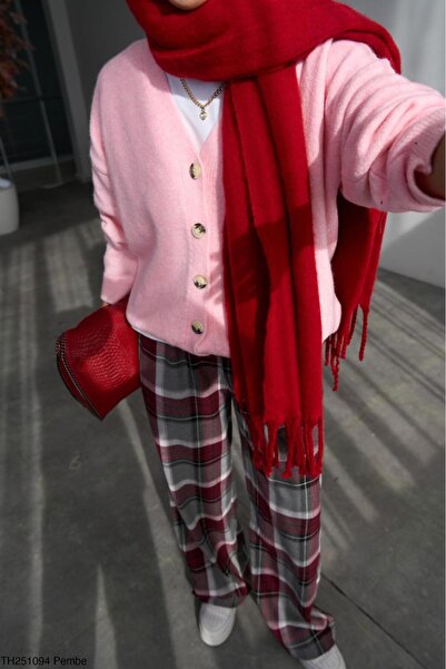 CADDELAMODA Women's V-Neck Fleece-Lined Basic Soft Cardigan