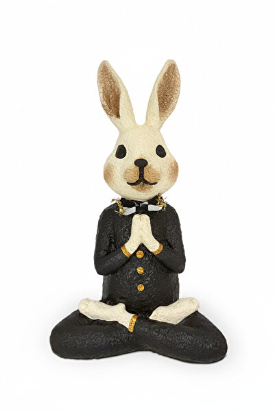 Dekoromi Dekoratif Yogacı Tavşan Biblo Obje (19x12cm) Ev Ofis Dekorasyon ve H...