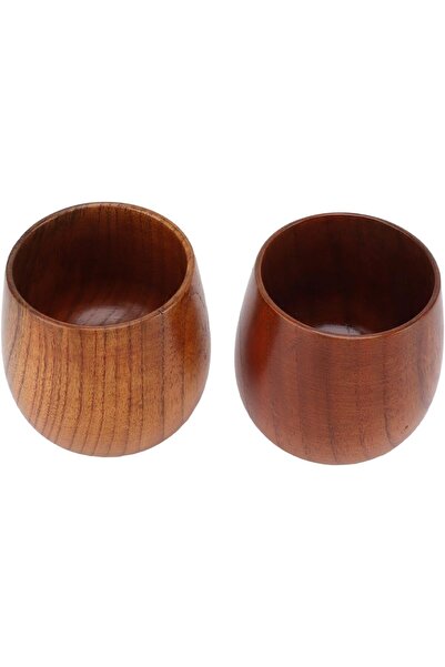 Generic Wooden Japanese-style Tea Cups, Unique Design (2 Pieces)