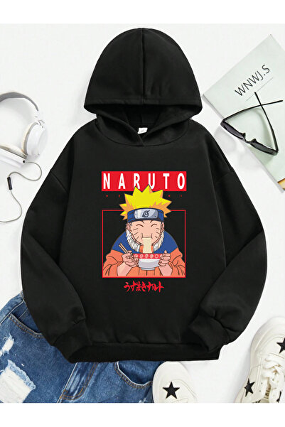 SVART WEAR سترة ناروتو مطبوع مصنوعة من القطن بنسبة 100% مع جيب كنغر بغطاء رأس...