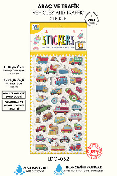 Mielibon Renkli Araç ve İş Makineleri Sticker Seti – Çocuklar İçin Trafik Tem...