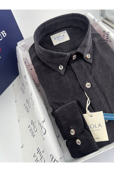 Piola Club Men's Shirt Without Pockets Regular Fit Velvet (Smoked)