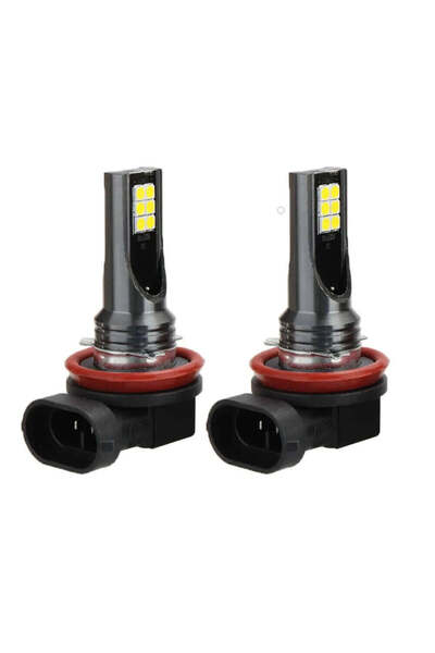 lumixauto Set of 2 LED Car Bulbs H11/H8/H9, 12 SMD LEDs, 12-24 V, 6000 K, 120 W per Set