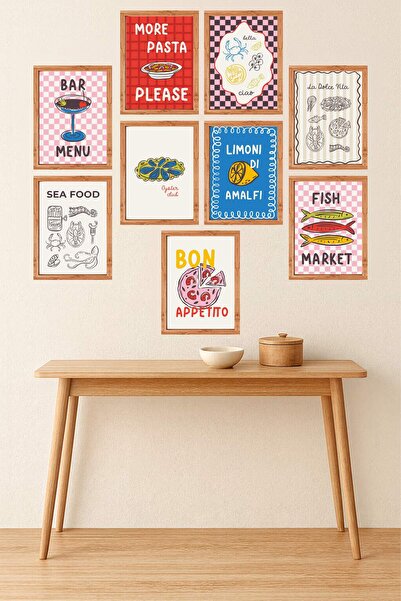 UNT Set de panouri de perete retro pentru bar și bucătărie – 9 bucăți, imprim...
