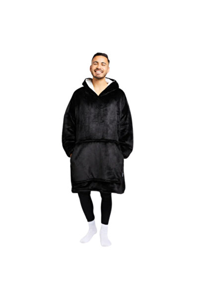 Boxely Hooded Wearable Blanket - Plush Microfiber, Black