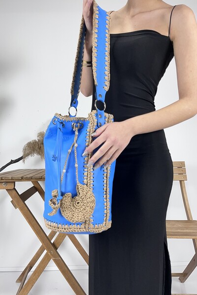 Diego Carlotti Geantă pentru femei din piele naturală tricotată manual CT1001