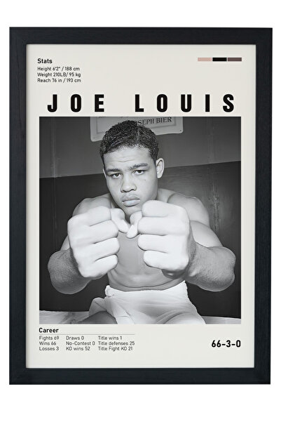 gxe.art Pictură cu poster cu rama din lemn Joe Louis – Design legendar de cam...