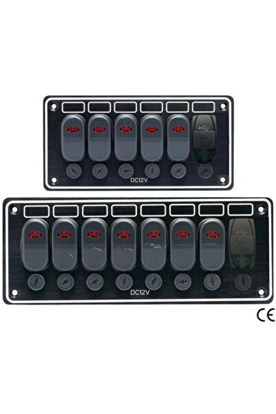 GFN Panou electric LED cu 7 întrerupătoare și 2 prize USB