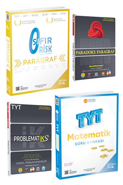 Üç Dört Beş Yayıncılık 2026 TYT Paragraf Sıfır Risk Soru Bankası+Paradoks Paragraf+TYT Matematik Soru Bankası+Problematiks