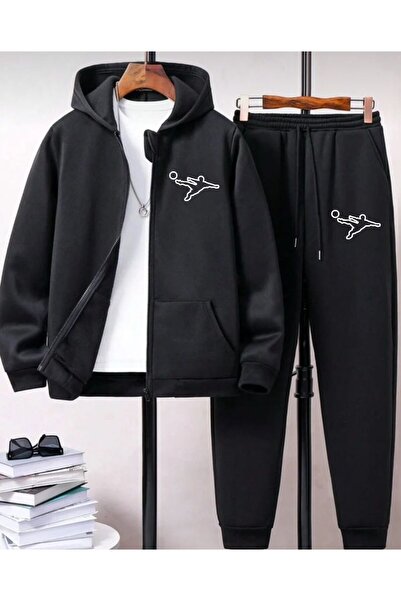 HerTarzınTrendi طقم رياضي بغطاء للرأس للجنسين مطبوع لكرة القدم والجولف وكرة ا...