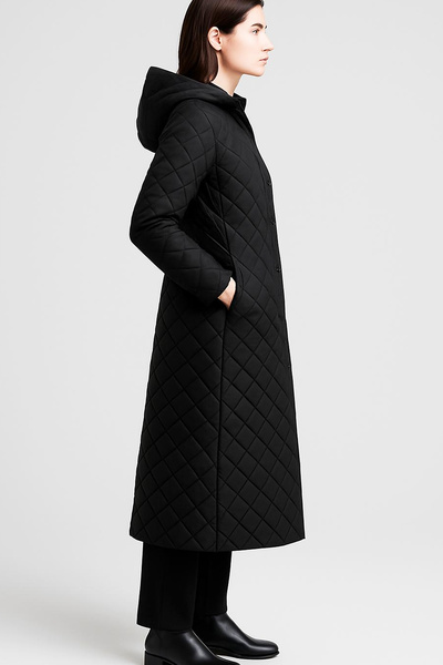 ARL Hooded Black Trench Coat with Zippers and Snap Buttons