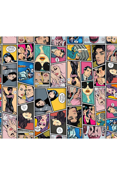 Novinqa Pop Art Çizgi Roman Desenli Baskılı Kumaş