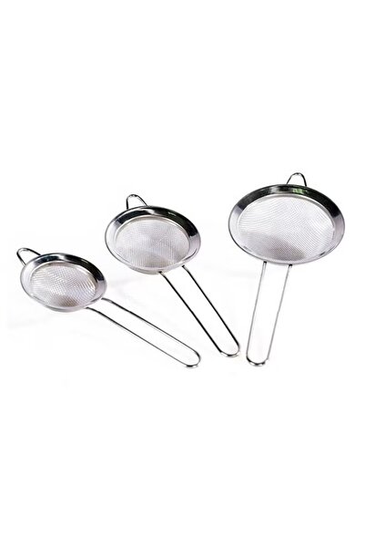 Generic Stainless steel strainer set, 3 pieces, metal kitchen strainer with long handles, multiple straining sizes