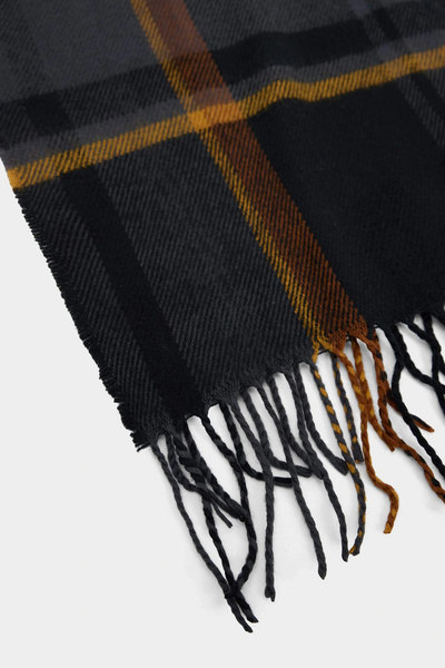 DeFacto C8270Axbk27 Black Men's Checkered Woven Scarf