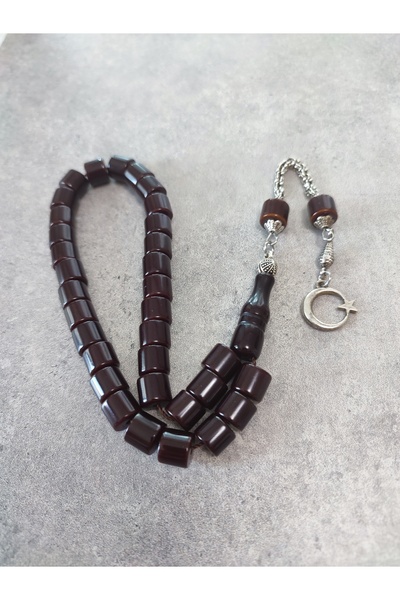 ŞAHBEY TESBİH سبحة كهرمان مجدولة بشرابة / قطع أسطواني