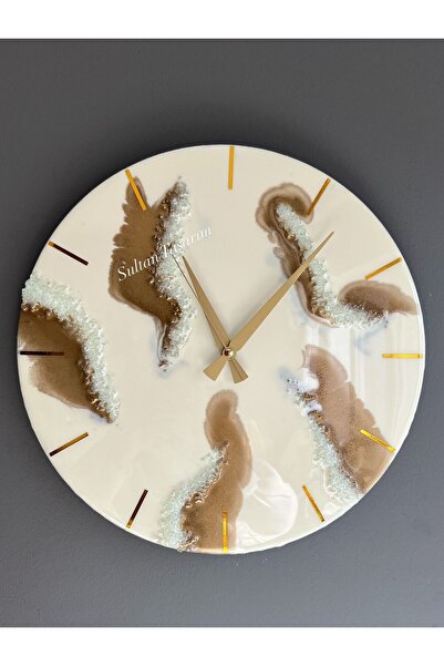 Sultan Tasarım 40cm Epoxy Design Stylish Wall Clock, Modern and Stylish Decorative Clock