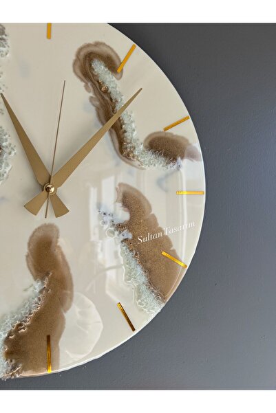 Sultan Tasarım 40cm Epoxy Design Stylish Wall Clock, Modern and Stylish Decorative Clock