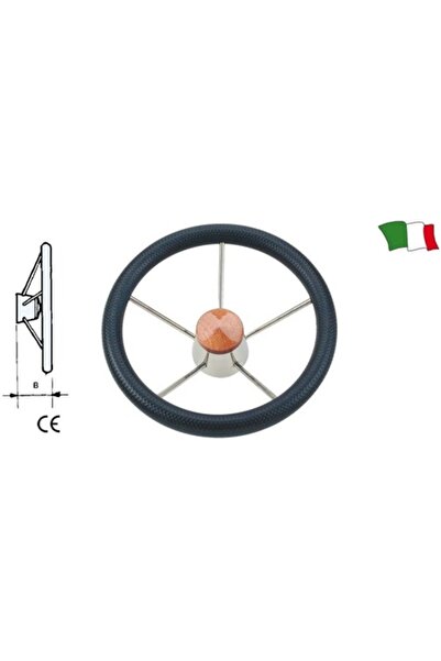 GFN Volan sport, 5 spițe, oțel inoxidabil, husă poliuretanică neagră