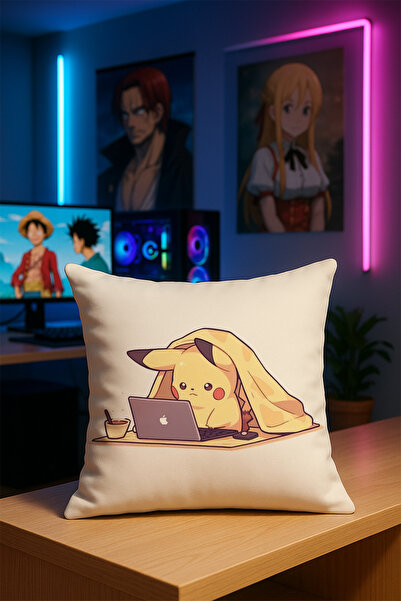 Charmbi غطاء وسادة بوكيمون بيكاتشو مطبوع من القماش الناعم مطبوع رقميًا على ال...