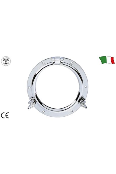 GFN Hublou rotund din alamă cromată, Ø exterior 182 mm, Ø lumină 125 mm, gât 12 mm, contraflanșă 4 m