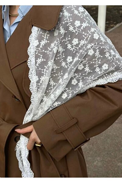 VENÜS MODA by Pınar White Lace Shawl/Scarf/Bandana New Season Combination Accessory 1 Meter X 50 cm