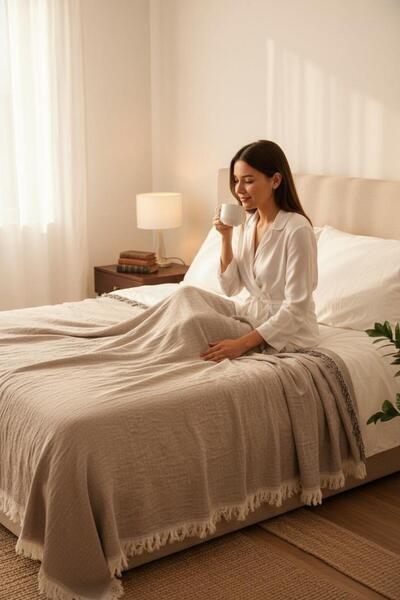 Limitless 4 Seasons Muslin Double Pike, Sofa Throw and Bedspread Cotton