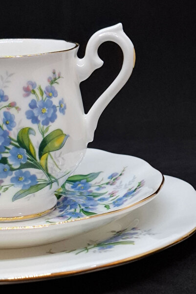 Royal Albert Forget Me Not Porcelain Double Coffee Cup and Saucers 3 Pieces 120 ml