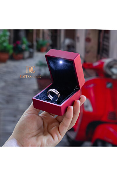 DMT COPPER HOME Handmade Antique Copper Braided Ring, Adjustable, Rustic Design, Gaziantep Handicraft