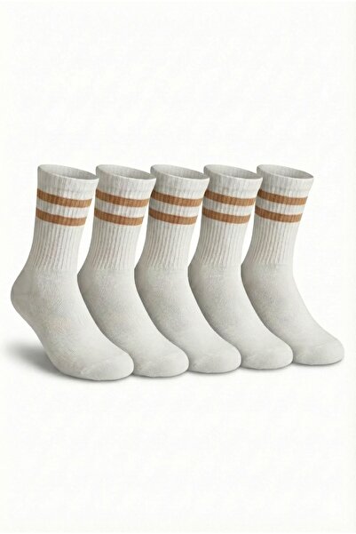 LYKOS Women's White - Latte Double Striped Socks 5-Pack